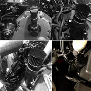 DURAFORCE Aluminum AN10 10AN Oil Catch Can Reservoir Tank + Breather Filter Baffled Kit