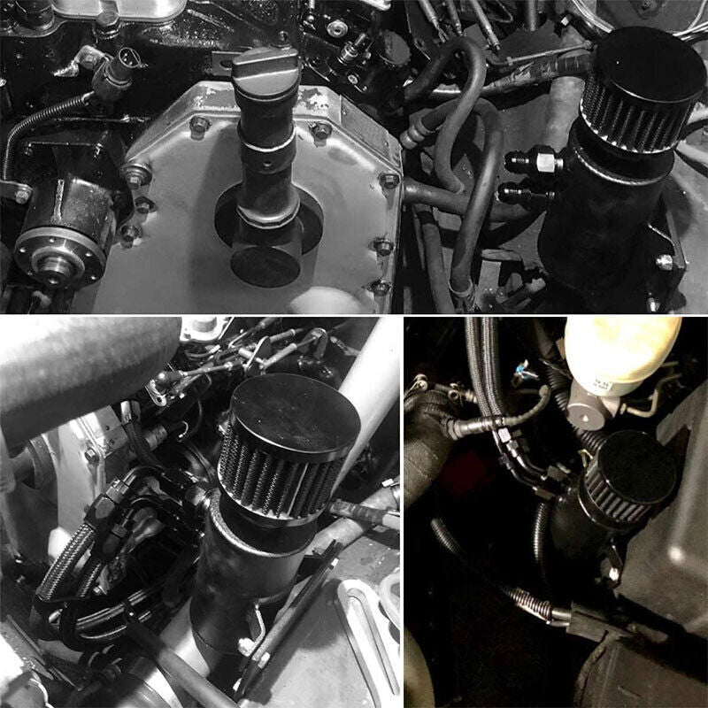 DURAFORCE Aluminum AN10 10AN Oil Catch Can Reservoir Tank + Breather Filter Baffled Kit