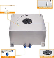 DURAFORCE 8 Gal Fuel Cell Gas Tank Aluminum Polished Racing Street with Level Sender Silve