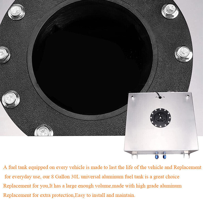 DURAFORCE 8 Gal Fuel Cell Gas Tank Aluminum Polished Racing Street with Level Sender Silve