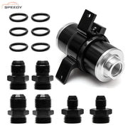 DURAFORCE Inline 100 Micron Fuel Filter 6AN 8AN 10AN Adapter 50MM+ Mount Bracket Universal