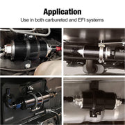 DURAFORCE Inline 100 Micron Fuel Filter 6AN 8AN 10AN Adapter 50MM+ Mount Bracket Universal