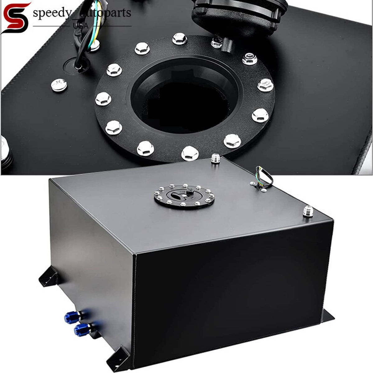 10 Gallon OEM Street Drift Strip Racing Fuel Cell Tank With Level Sender Polished Aluminum Black 10 Gallon OEM Street Drift Strip Racing Fuel Cell Tank With Level Sender Polished Aluminum Black