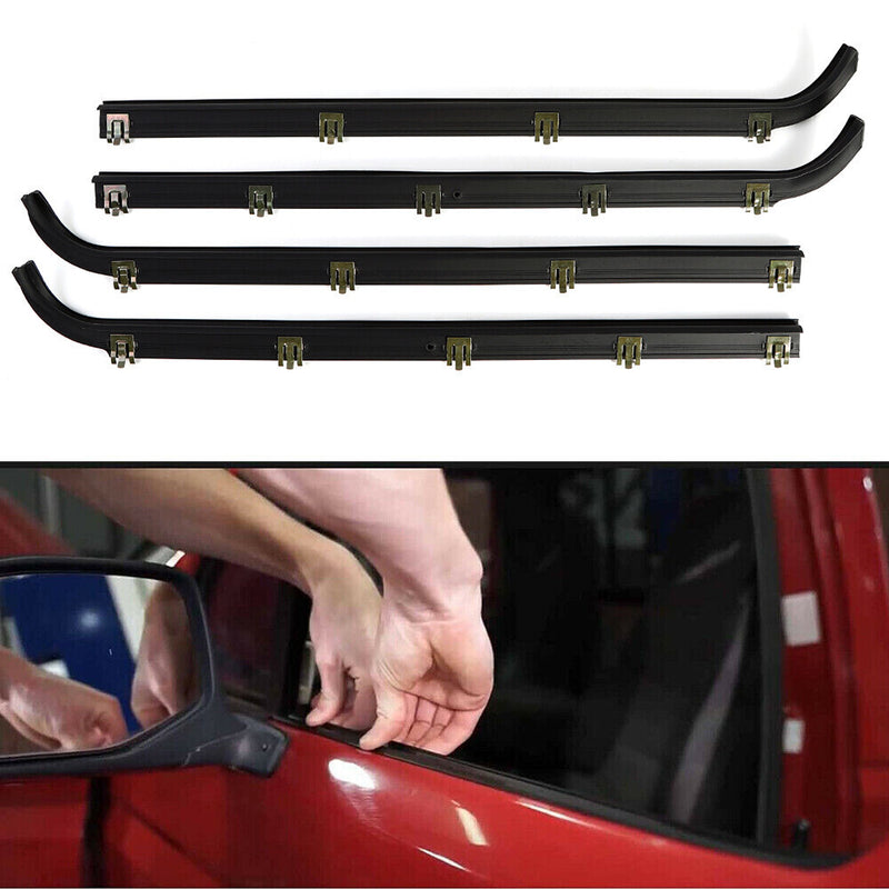 DURAFORCE Door Window Seal Belt Weatherstrip 4 Piece Fit For 1987-97 Ford F150 F250 F350