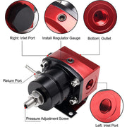 DURAFORCE Black-Red Adjustable Fuel Pressure Regulator Kit Oil 0-100psi Gauge -6AN New