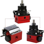 DURAFORCE Black-Red Adjustable Fuel Pressure Regulator Kit Oil 0-100psi Gauge -6AN New