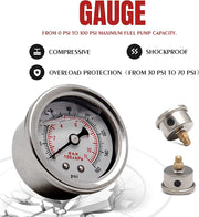 DURAFORCE Black-Red Adjustable Fuel Pressure Regulator Kit Oil 0-100psi Gauge -6AN New