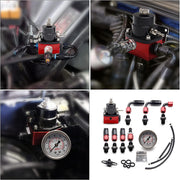 DURAFORCE Black-Red Adjustable Fuel Pressure Regulator Kit Oil 0-100psi Gauge -6AN New