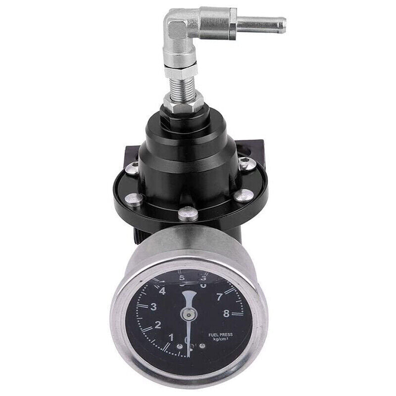 DURAFORCE Fuel Pressure Regulator Adjustable With Gauge Type-S 185001 6-AN Fittings Black
