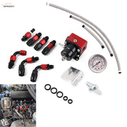 DURAFORCE Universal Adjustable Fuel Pressure Regulator Kit Oil 100psi Gauge AN6-6AN