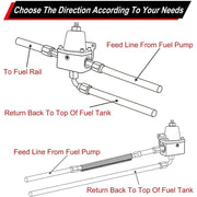 DURAFORCE Universal Adjustable Fuel Pressure Regulator Kit Oil 100psi Gauge AN6-6AN
