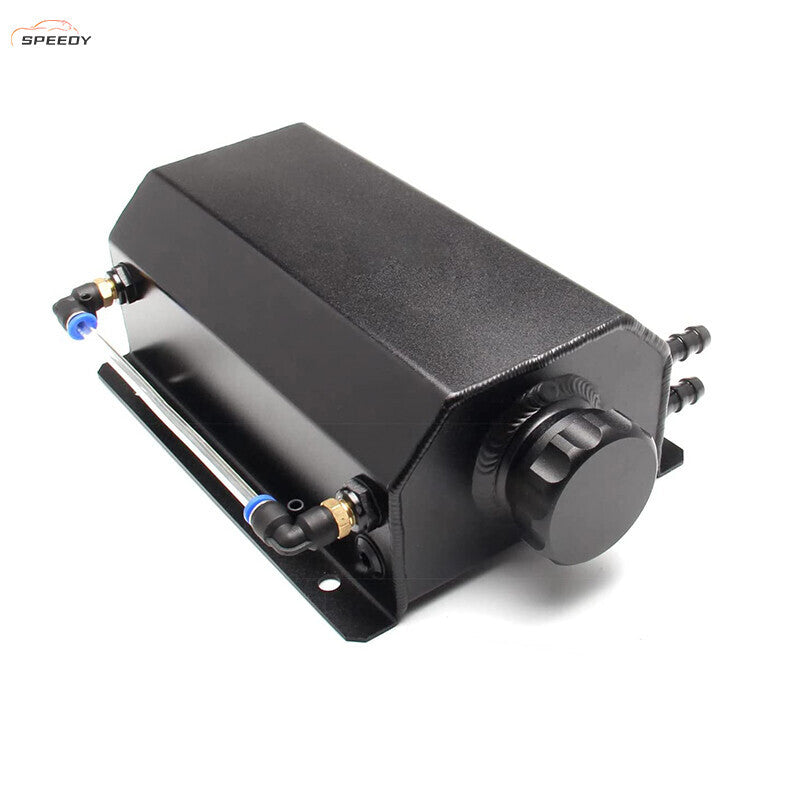 DURAFORCE Black Universal 2L Coolant Radiator Overflow Tank Expansion Reservoir Aluminum S