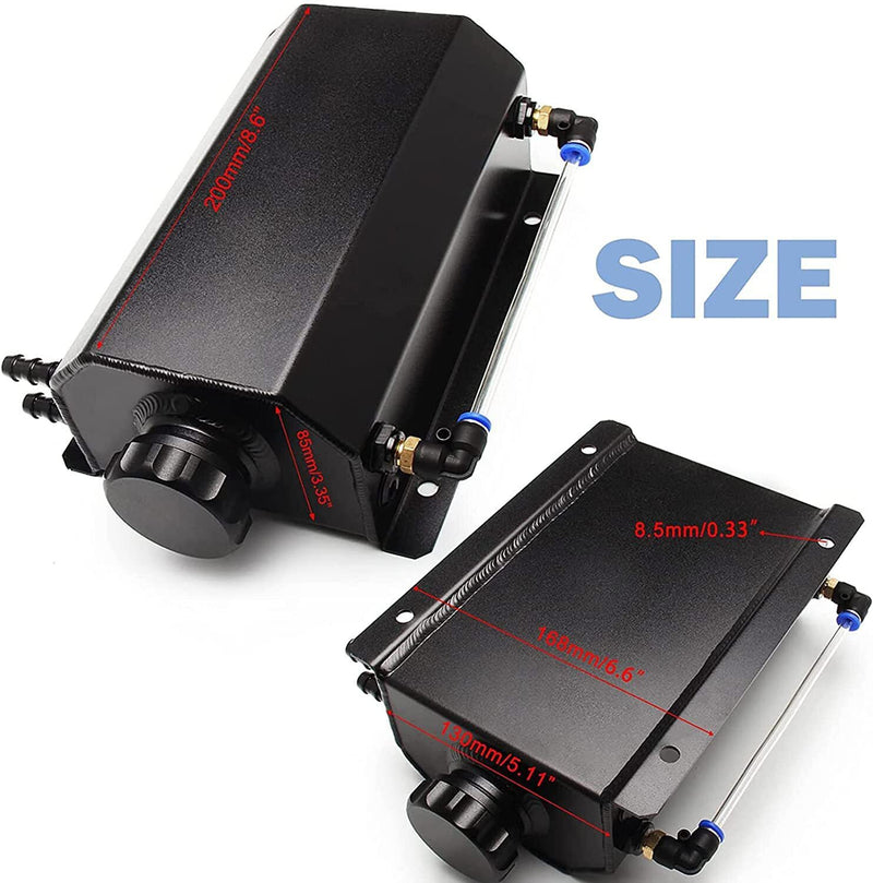 DURAFORCE Black Universal 2L Coolant Radiator Overflow Tank Expansion Reservoir Aluminum S