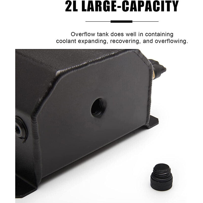 DURAFORCE Black Universal 2L Coolant Radiator Overflow Tank Expansion Reservoir Aluminum S