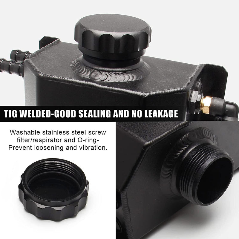 DURAFORCE Black Universal 2L Coolant Radiator Overflow Tank Expansion Reservoir Aluminum S