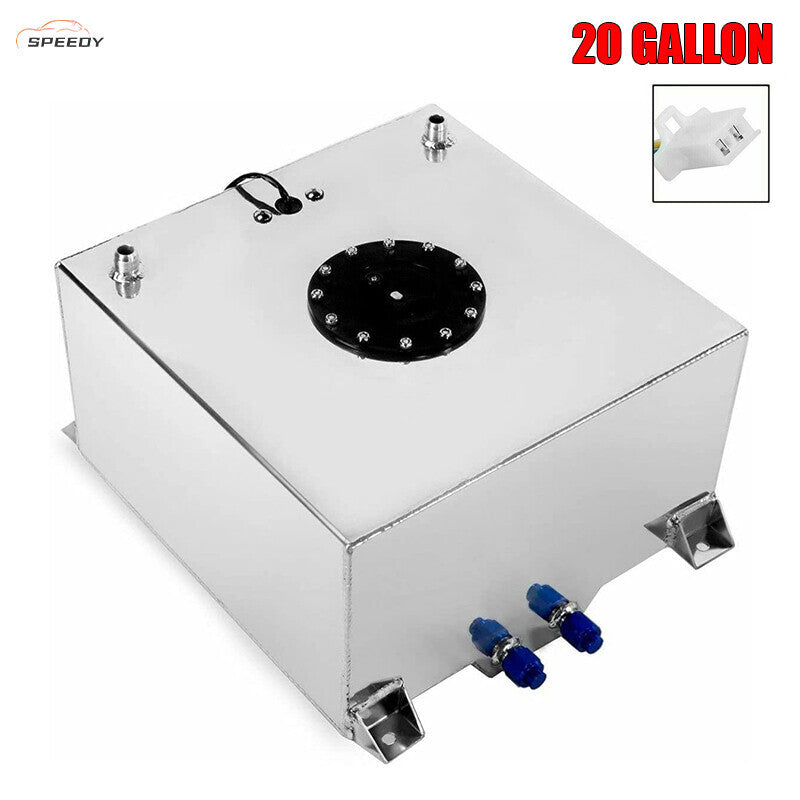 DURAFORCE 20 Gallon Lightweight Aluminum Race Drift Fuel Cell Tank+Level Sender Sliver
