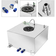 DURAFORCE 20 Gallon Lightweight Aluminum Race Drift Fuel Cell Tank+Level Sender Sliver