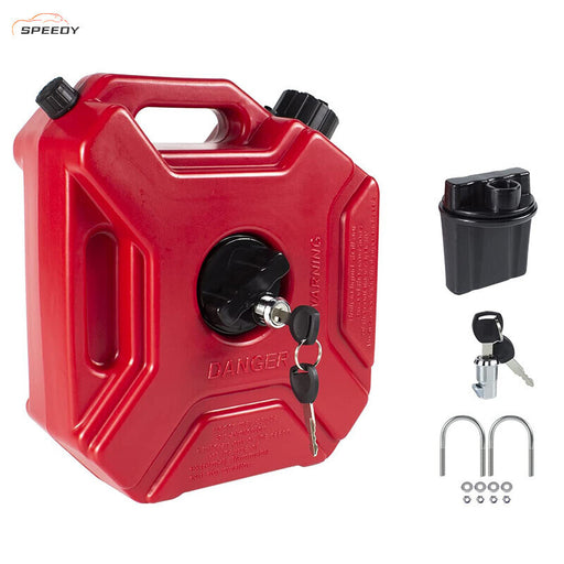 DURAFORCE 1.3 Gallon Red Gas Tank with Lock & Key for Car Motorcycle UTV SUV ATV Off Road