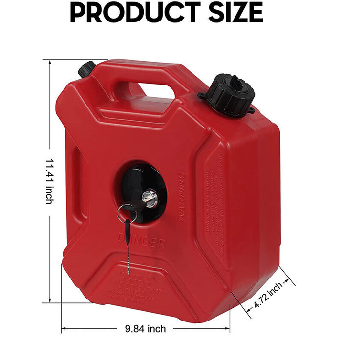 DURAFORCE 1.3 Gallon Red Gas Tank with Lock & Key for Car Motorcycle UTV SUV ATV Off Road
