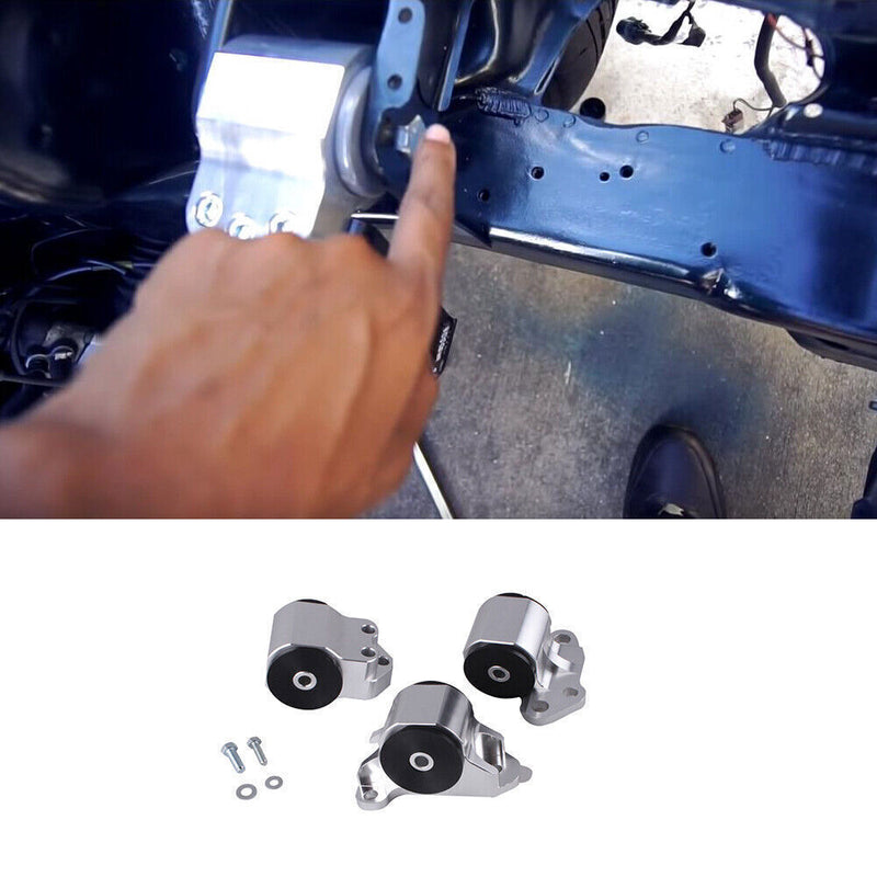 DURAFORCE Swap Engine Motor Mount Kit 3Bolt Chrome 65A Fit For 96-00 Civic EK B16 B20 B SL