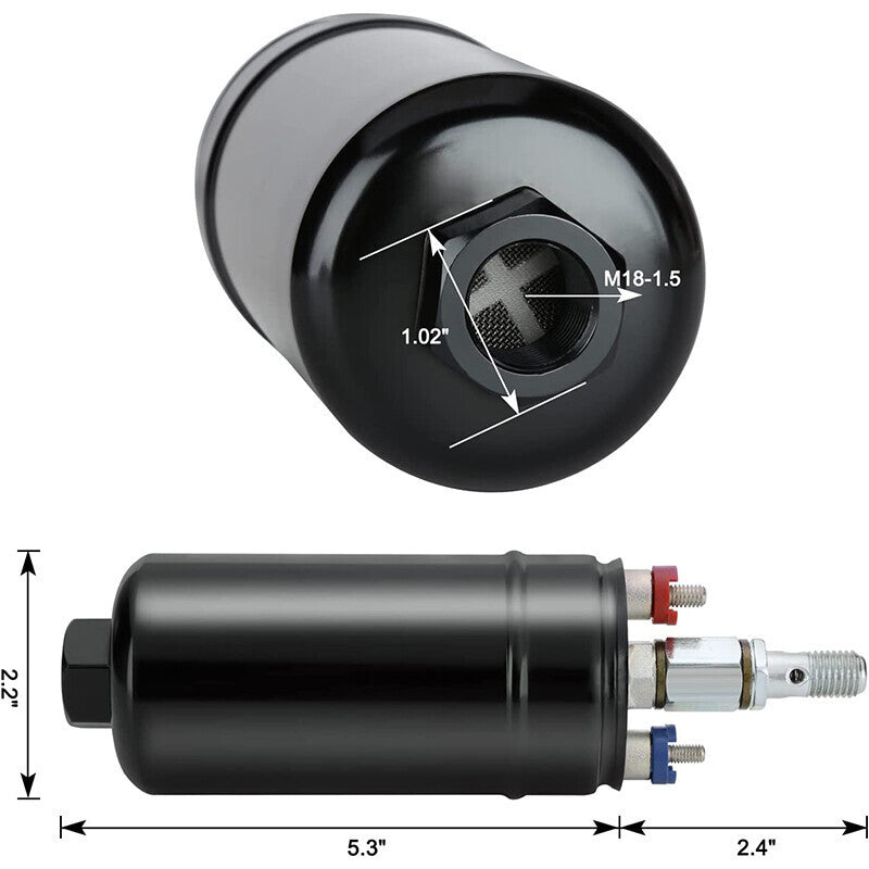 DURAFORCE 300LPH Universal External Inline Electric High Pressure Fuel Pump E85 0580254044