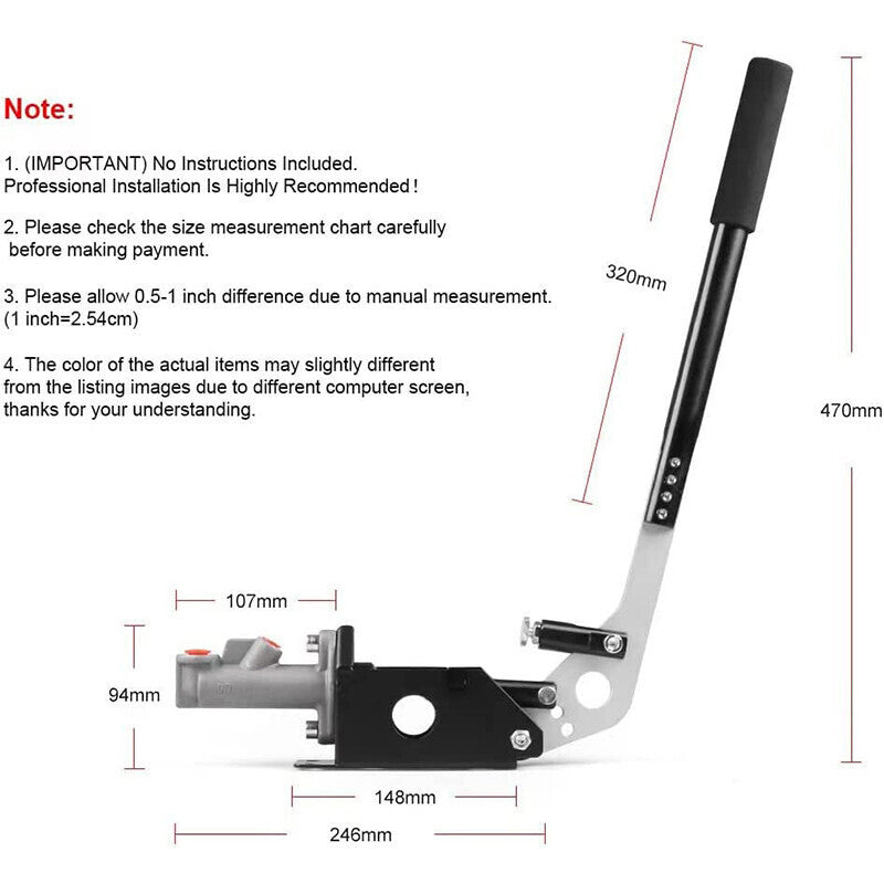 DURAFORCE Universal Hydraulic Handbrake Drift Hydro E-Brake Racing Long Level Gear Black