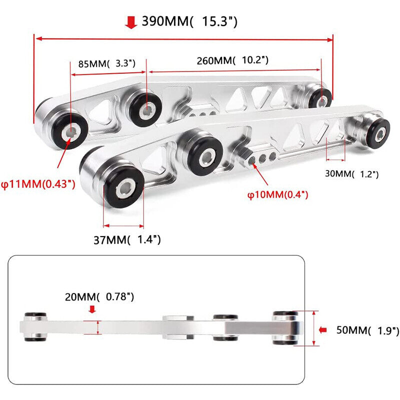DURAFORCE Rear Lower Control Arm Subframe Brace Tie Bar for 92-95 Honda Civic EG 94-01 Ac