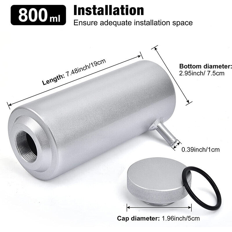 DURAFORCE Coolant Overflow Tank Radiator Bottle Universal 800ml Aluminum with Hose Line US