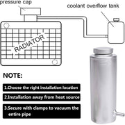DURAFORCE Coolant Overflow Tank Radiator Bottle Universal 800ml Aluminum with Hose Line US