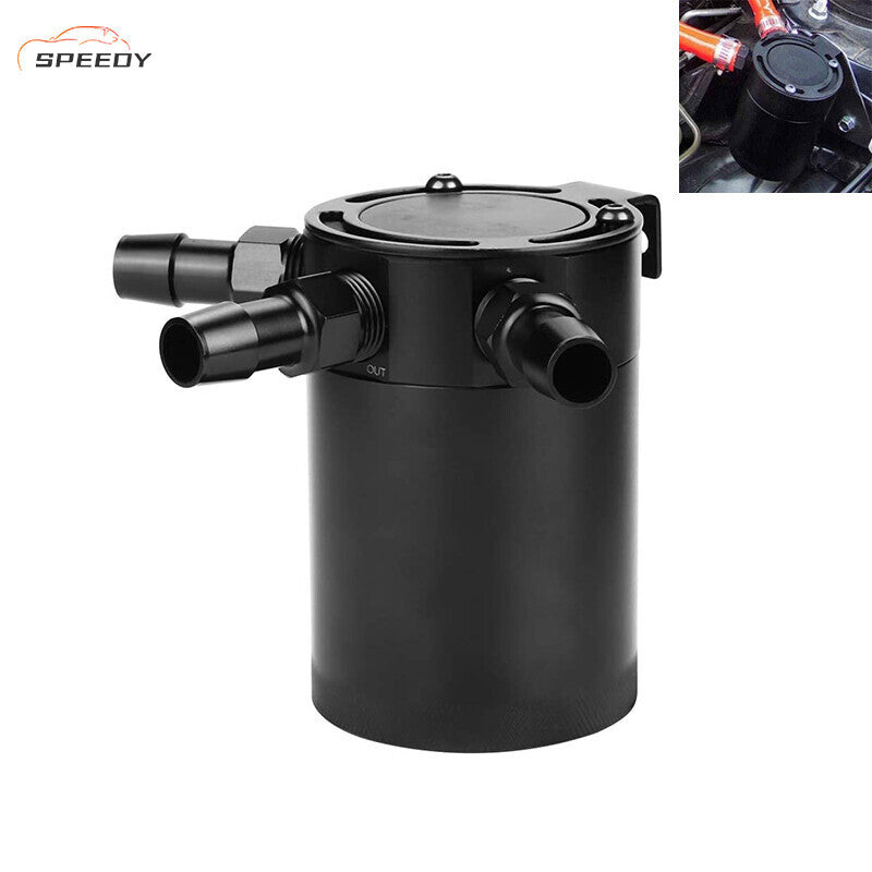 DURAFORCE 3-Port Oil Catch Can Tank Reservoir Air-Oil Separator Racing Baffled Aluminum