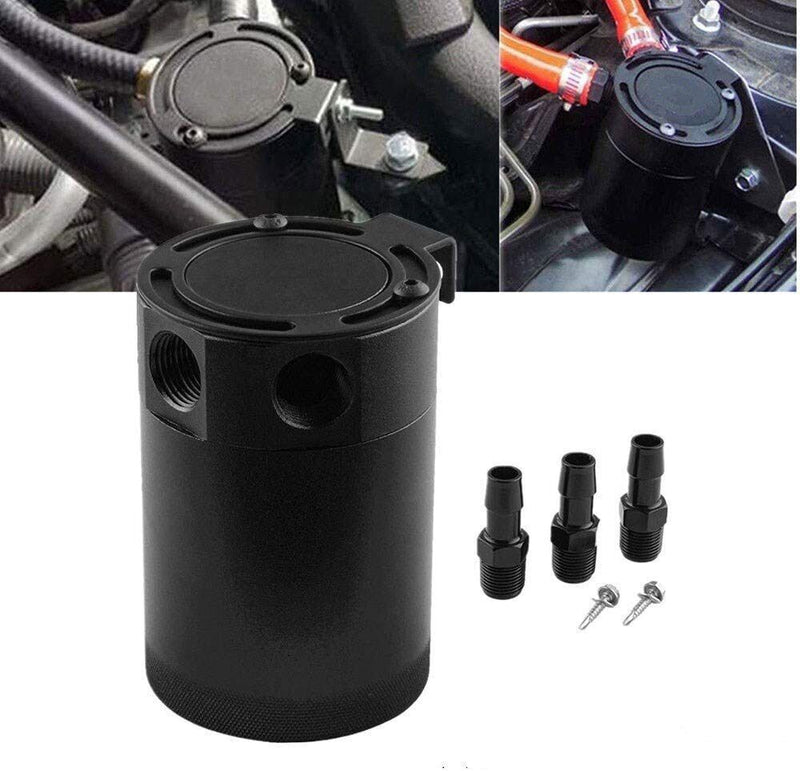 DURAFORCE 3-Port Oil Catch Can Tank Reservoir Air-Oil Separator Racing Baffled Aluminum
