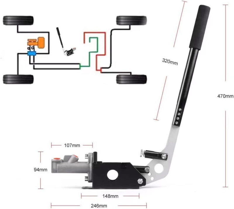 DURAFORCE Universal Hydraulic Horizontal Drift E-Brake Racing Parking Handbrake Lever Gear