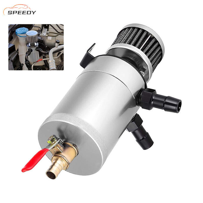 DURAFORCE 2-Port Oil Catch Can Kit Reservoir Petrol Diesel Turbo Baffled Tank Universal