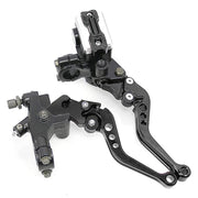 DURAFORCE 7/8" Motorcycle Handlebar Hydraulic Brake Master Cylinder & Clutch Lever Black