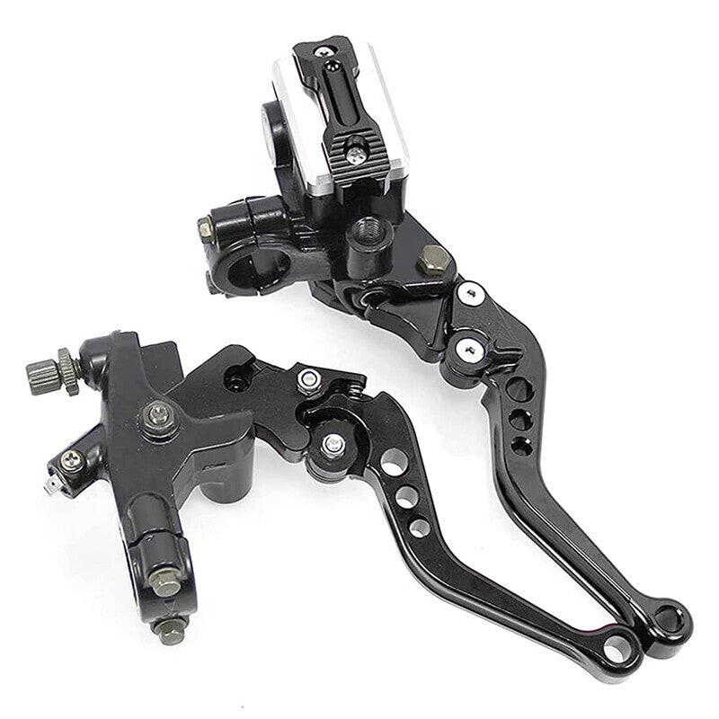 DURAFORCE 7/8" Motorcycle Handlebar Hydraulic Brake Master Cylinder & Clutch Lever Black