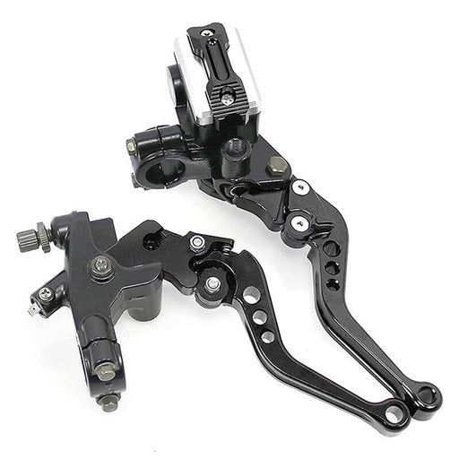 DURAFORCE 7/8" Motorcycle Handlebar Hydraulic Brake Master Cylinder & Clutch Lever Black