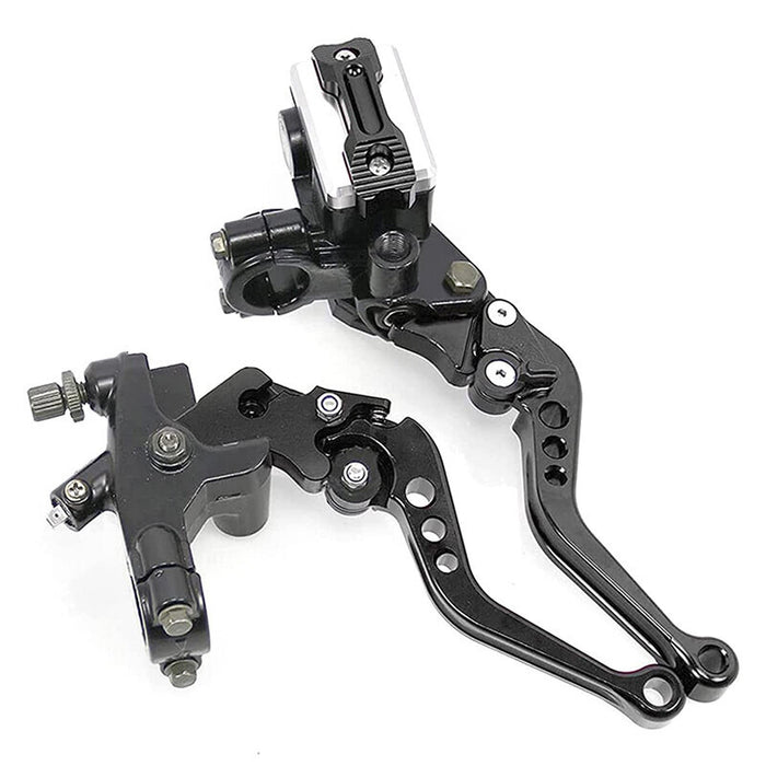 DURAFORCE 7/8" Motorcycle Handlebar Hydraulic Brake Master Cylinder & Clutch Lever Black