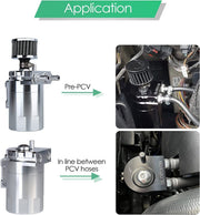 DURAFORCE Oil Catch Can Kit Reservoir Baffled Tank with Breather Hose Universal Sliver