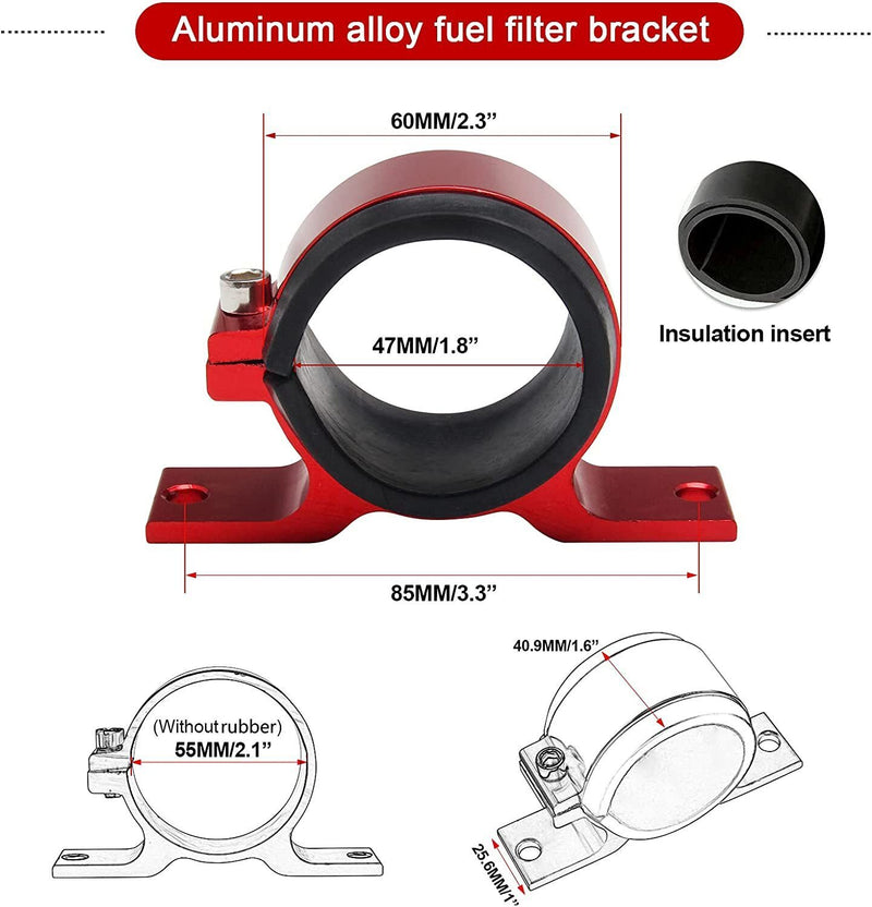 DURAFORCE 50MM Red Filter 100Micron Cleanable Inline Fuel Filter Red 6/8/10AN Adapter
