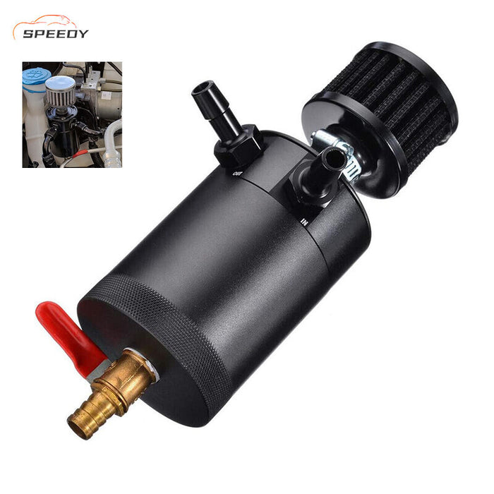 DURAFORCE 2-Port Oil Catch Can Kit Reservoir Petrol Diesel Turbo Baffled Universal Black