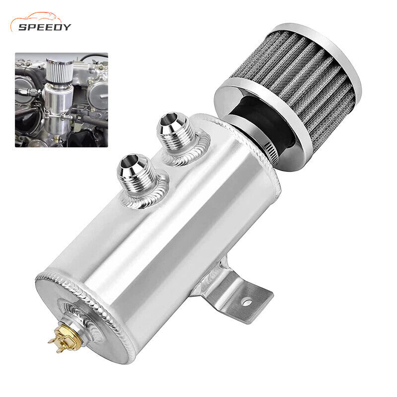DURAFORCE 750ml 10AN Oil Catch Can Reservoir Tank & Breather Filter Baffled Kit Aluminum