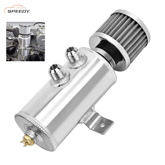 DURAFORCE 750ml 10AN Oil Catch Can Reservoir Tank & Breather Filter Baffled Kit Aluminum