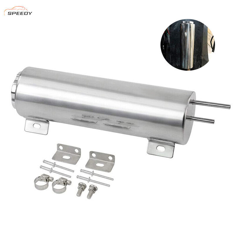 DURAFORCE 3"x10" Polished Stainless Steel Radiator Coolant Overflow Catch Puke Tank 32OZ