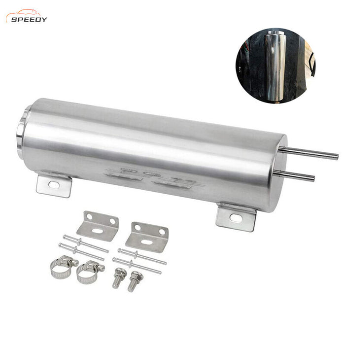 DURAFORCE 3"x10" Polished Stainless Steel Radiator Coolant Overflow Catch Puke Tank 32OZ