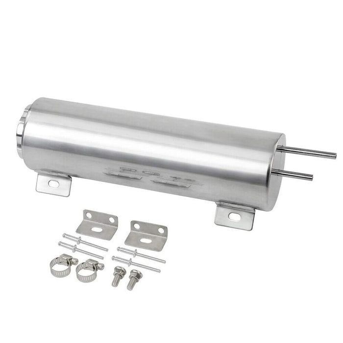 DURAFORCE 3"x10" Polished Stainless Steel Radiator Coolant Overflow Catch Puke Tank 32OZ