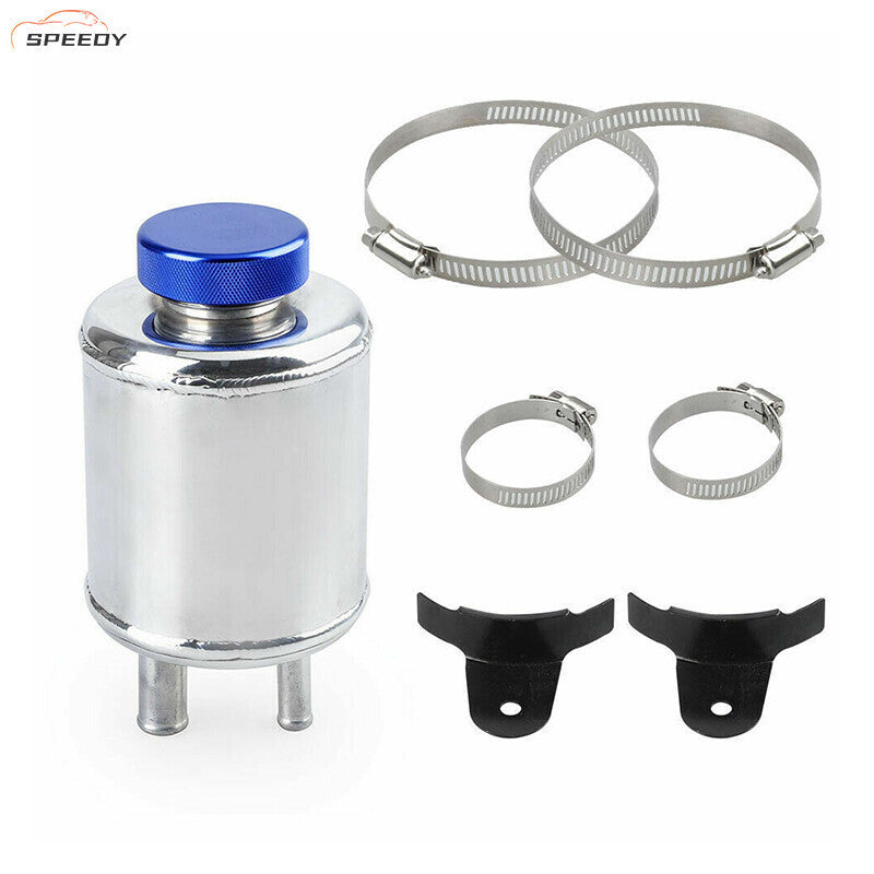 DURAFORCE Universal Aluminum Racing Power Steering Fluid Reservoir Tank Clamps Kit Sliver