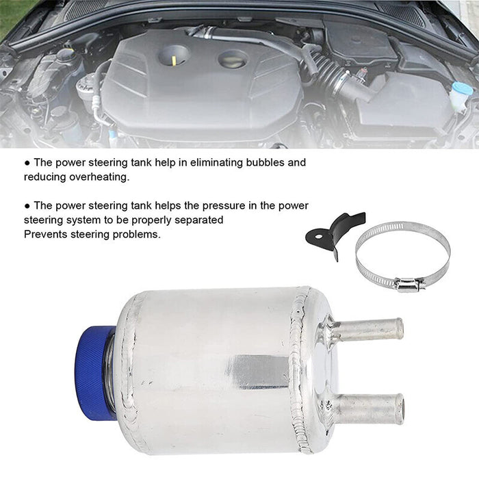 DURAFORCE Universal Aluminum Racing Power Steering Fluid Reservoir Tank Clamps Kit Sliver