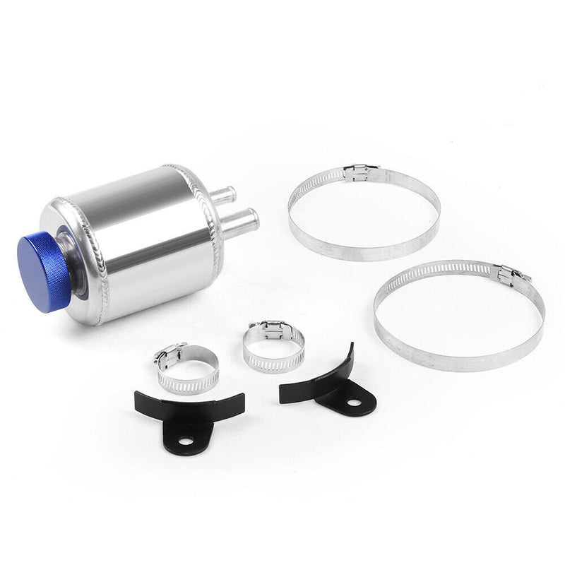 DURAFORCE Universal Aluminum Racing Power Steering Fluid Reservoir Tank Clamps Kit Sliver