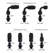 DURAFORCE Adjustable Fuel Pressure Regulator Kit Oil 0-100psi Gauge -6AN Black