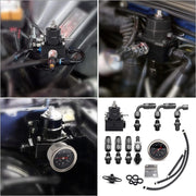DURAFORCE Adjustable Fuel Pressure Regulator Kit Oil 0-100psi Gauge -6AN Black